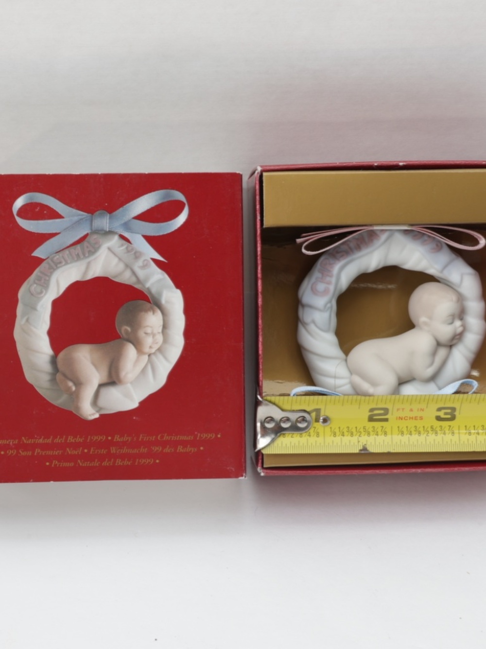 Vintage 1999 Lladro Baby's First Christmas Porcelain Figurine Ornament 16694